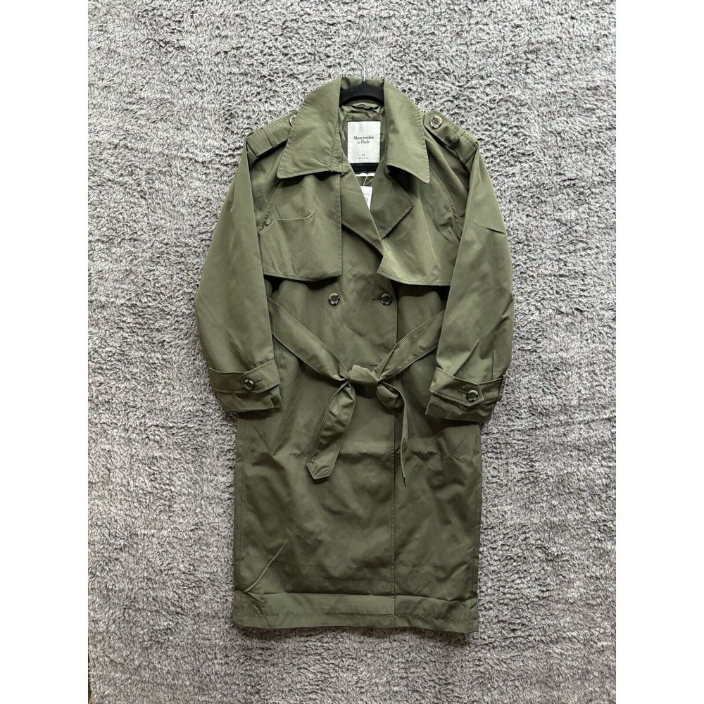 Abercrombie &‎ Fitch Elevated Trench Coat XS in Olive Green NEW